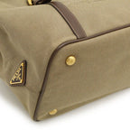 Prada Logo Jacquard Ribbon Tote 2-Way Shoulder Bag Canvas Khaki — view 3