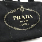 Prada Canapa Tote Bag 2-Way Shoulder Striped Canvas Nero Black — view 7