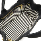Prada Canapa Tote Bag 2-Way Shoulder Striped Canvas Nero Black — view 5
