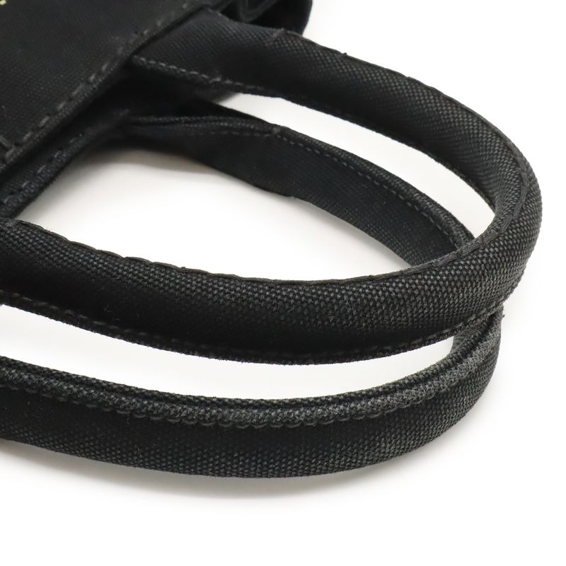 Prada Canapa Tote Bag 2-Way Shoulder Striped Canvas Nero Black — view 4