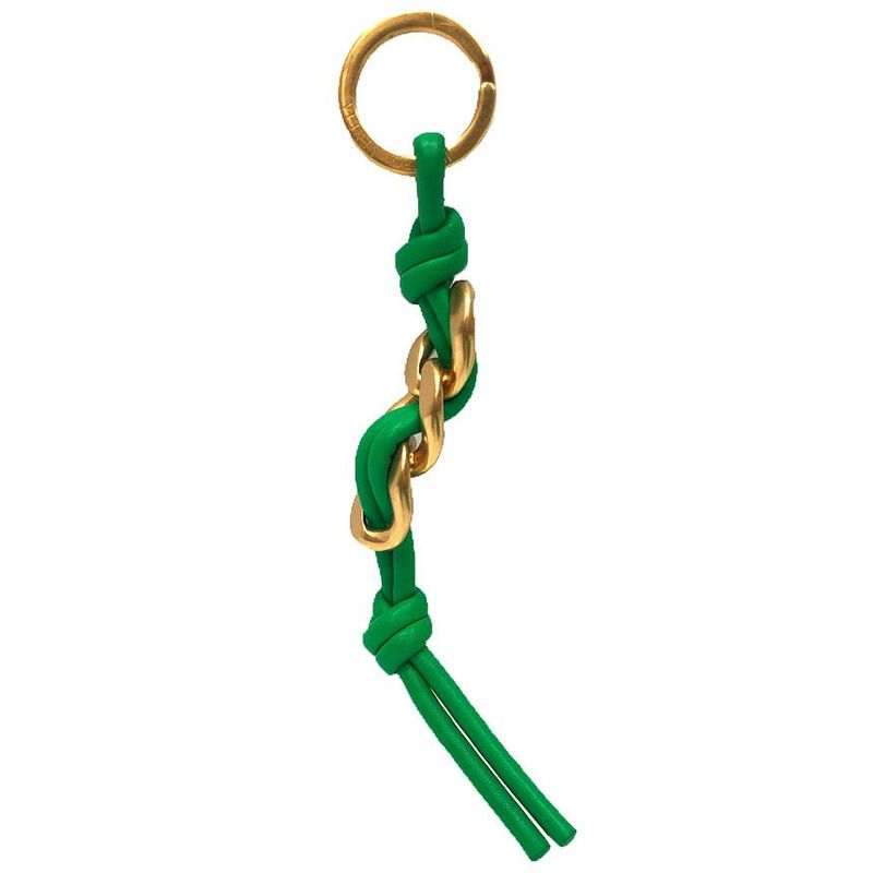 Bottega Veneta Knot Key Holder Ring Green Gold New — view 2