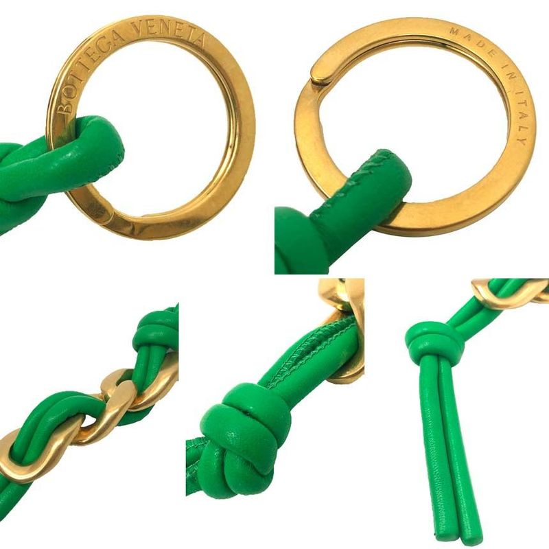 Bottega Veneta Knot Key Holder Ring Green Gold New — view 3