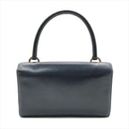Hermes Leather Vintage Ring de Gold Hand Bag Navy — view 2