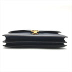 Hermes Leather Vintage Ring de Gold Hand Bag Navy — view 4