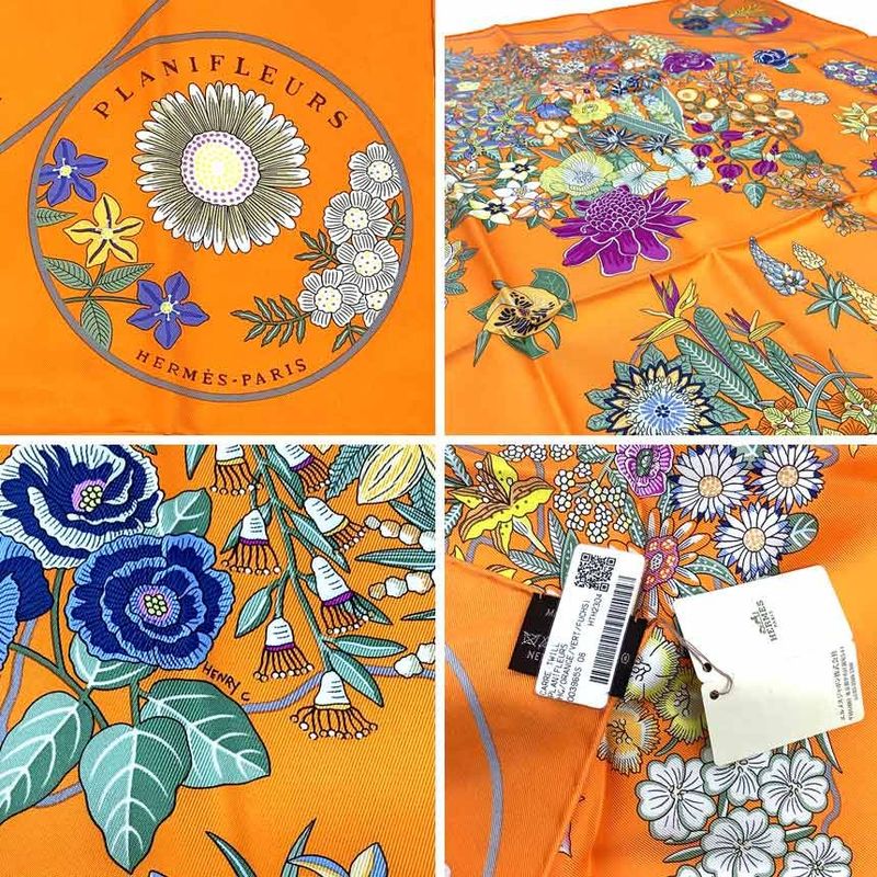 Hermes Carre 90 Scarf Planifleurs Silk Orange 2023 Autumn Winter — view 3