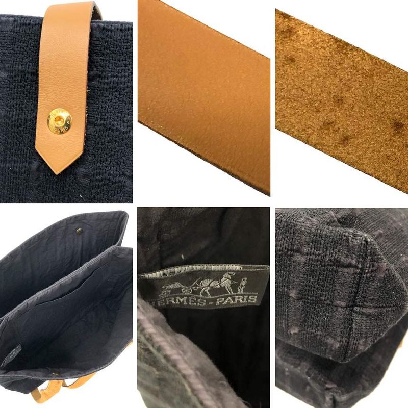 Hermes Amedaba Cabas De Poche Tote Bag Canvas Black — view 3