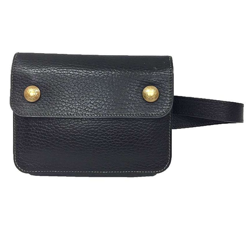 Hermes Pochette Green Waist Pouch Black Serie Vintage Antique Bag — view 4