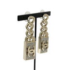 Chanel Earrings Gold Coco Mark Chain Rhinestone — view 3