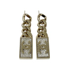 Chanel Earrings Gold Coco Mark Chain Rhinestone — view 5
