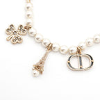 Christian Dior Charm Gold Logo Pearl Rhinestone Clover Star — view 6