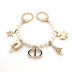 Christian Dior Charm Gold Logo Pearl Rhinestone Clover Star — view 3