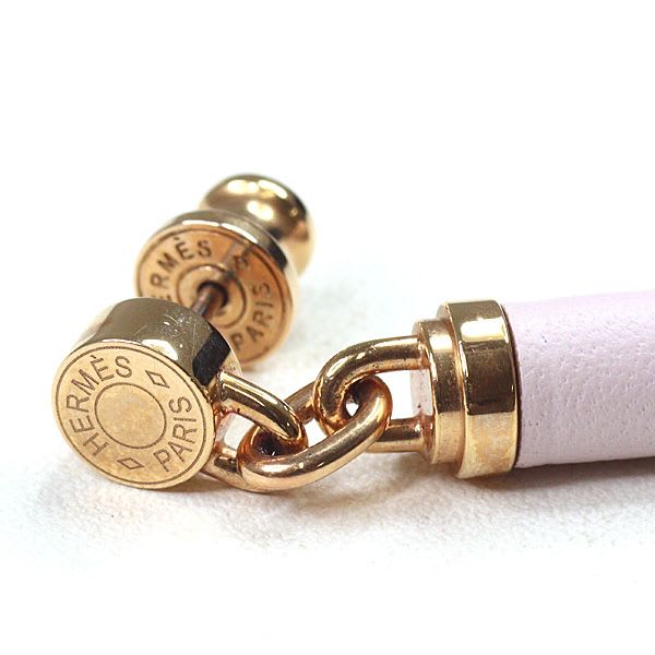 Hermes Earrings Charniere Gold Vaux Swift Mauve Pere Rose Hardware — view 5