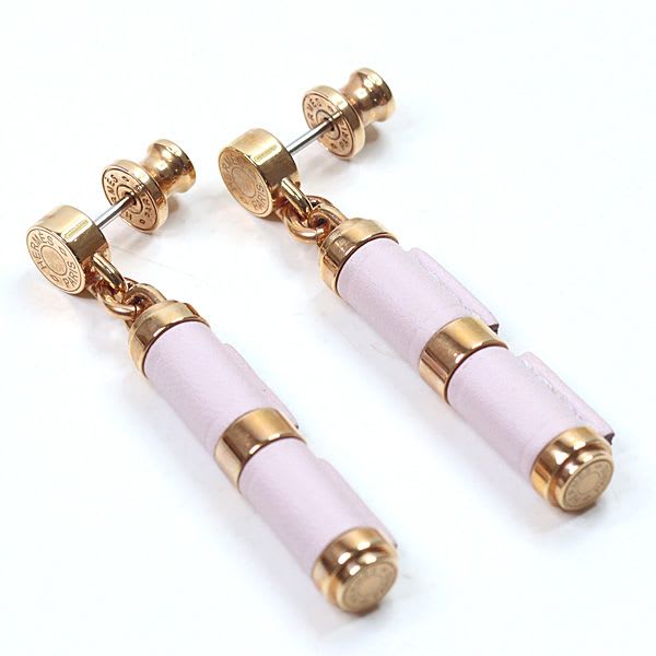 Hermes Earrings Charniere Gold Vaux Swift Mauve Pere Rose Hardware — view 6