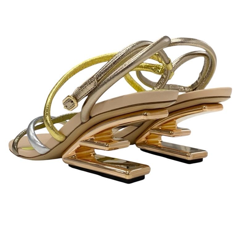 Fendi First Sandals Shoes Leather Metallic Color Strap Metal Heel — view 4