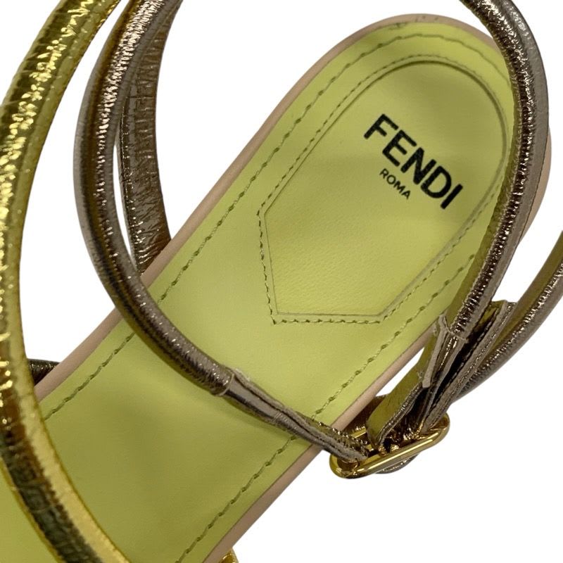 Fendi First Sandals Shoes Leather Metallic Color Strap Metal Heel — view 7