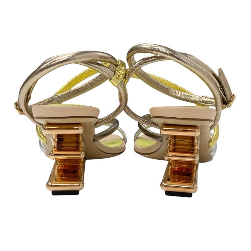 Fendi First Sandals Shoes Leather Metallic Color Strap Metal Heel — view 5