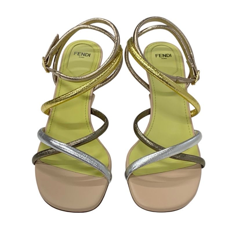Fendi First Sandals Shoes Leather Metallic Color Strap Metal Heel — view 2