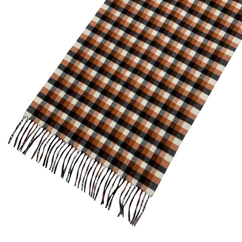 Christian Dior Muffler Wool Brown White Black Shawl Signature Logo Check Scarf — view 4