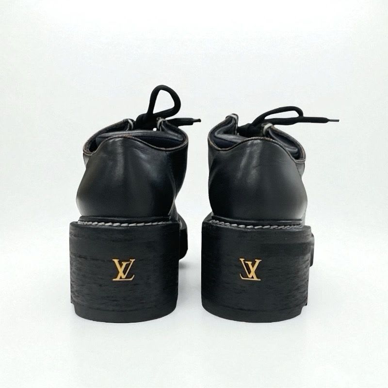 Louis Vuitton Bobur Line Loafers Leather Shoes Black Brown Derby — view 5