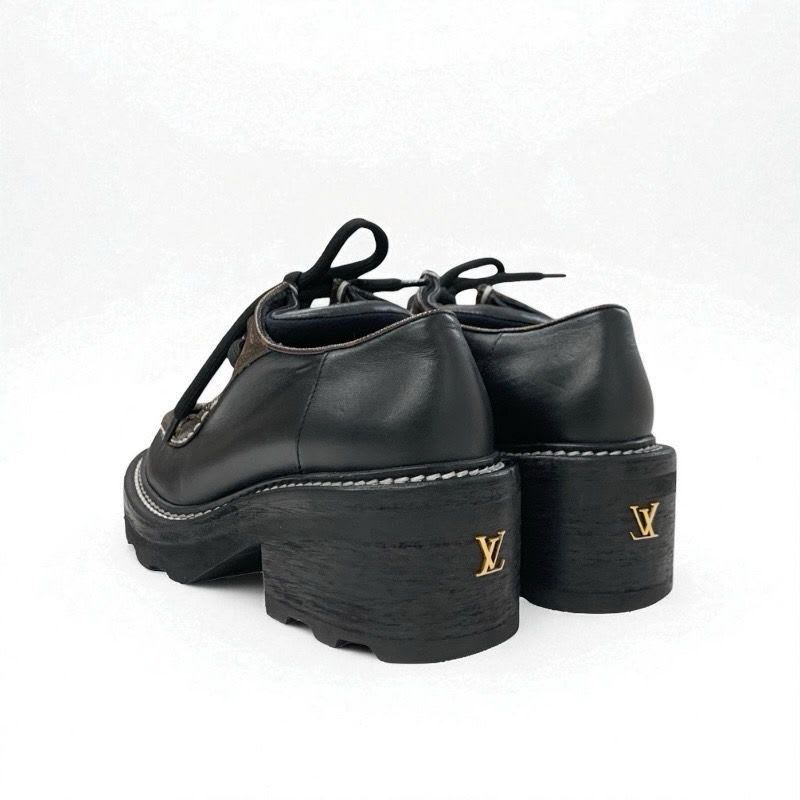 Louis Vuitton Bobur Line Loafers Leather Shoes Black Brown Derby — view 4