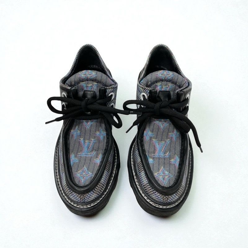 Louis Vuitton Bobur Line Monogram Loafers Leather Shoes Black Multicolor — view 2