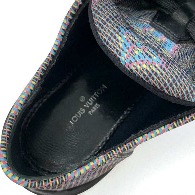 Louis Vuitton Bobur Line Monogram Loafers Leather Shoes Black Multicolor — view 7