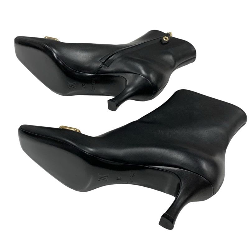 Louis Vuitton Rotary Line Boots Short Shoes Leather Black Gold Logo — view 6