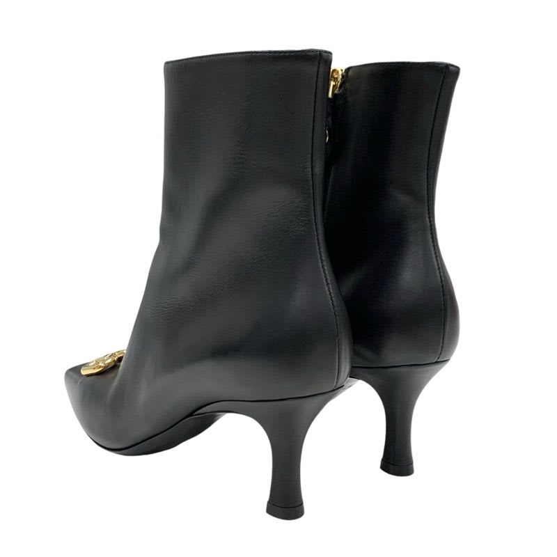 Louis Vuitton Rotary Line Boots Short Shoes Leather Black Gold Logo — view 4