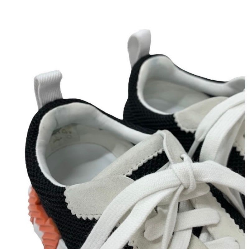 Hermes Bouncing Sneakers Shoes Suede Mesh Black White Orange — view 9