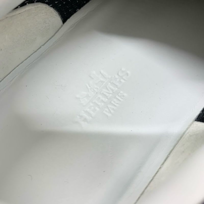 Hermes Bouncing Sneakers Shoes Suede Mesh Black White Orange — view 7