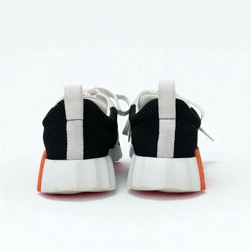 Hermes Bouncing Sneakers Shoes Suede Mesh Black White Orange — view 5
