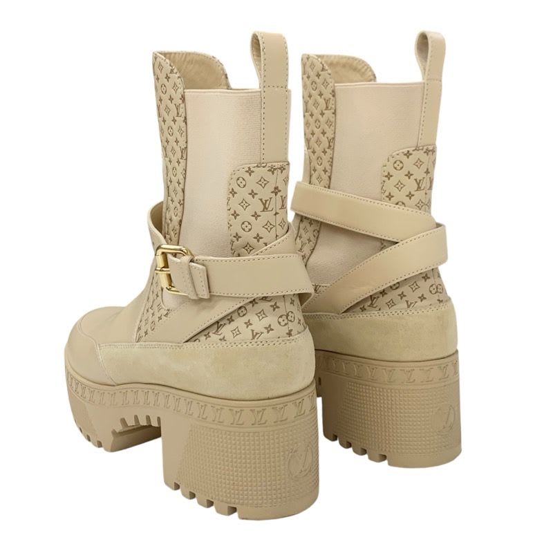 Louis Vuitton Laurie Line Monogram Boots Short Shoes Leather Suede Beige — view 4