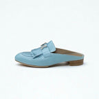 Hermes Rivoli Sandals Shoes Leather Light Blue Silver Hhardware Constance — view 3