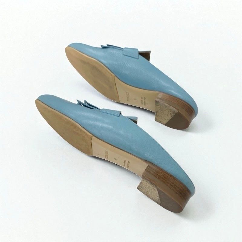 Hermes Rivoli Sandals Shoes Leather Light Blue Silver Hhardware Constance — view 5