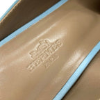 Hermes Rivoli Sandals Shoes Leather Light Blue Silver Hhardware Constance — view 6