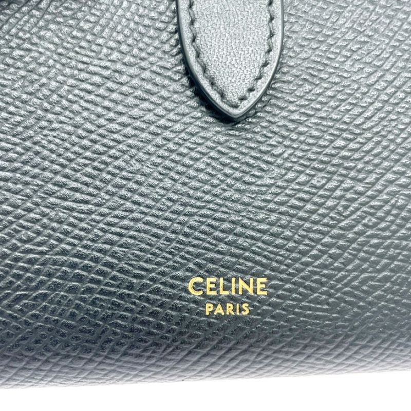 Celine Leather Bifold Wallet Strap Black — view 9