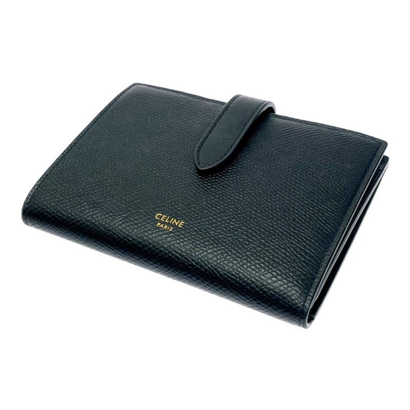 Celine Leather Bifold Wallet Strap Black — view 4
