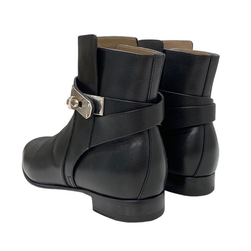 Hermes Neo Boots Short Shoes Leather Black Silver Kelly Hardware — view 4