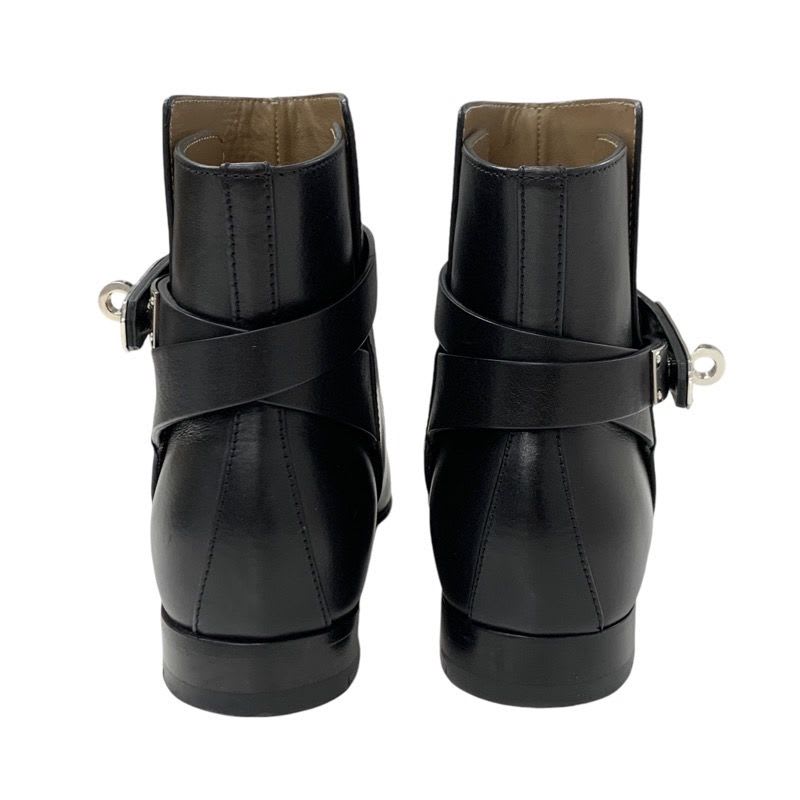 Hermes Neo Boots Short Shoes Leather Black Silver Kelly Hardware — view 5