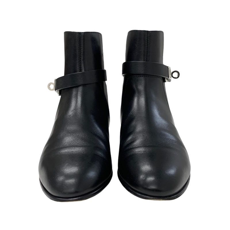 Hermes Neo Boots Short Shoes Leather Black Silver Kelly Hardware — view 2