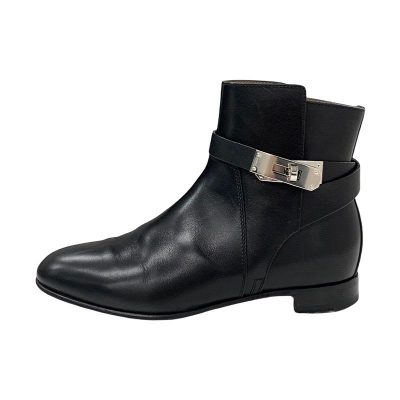 Hermes Neo Boots Short Shoes Leather Black Silver Kelly Hardware — view 3