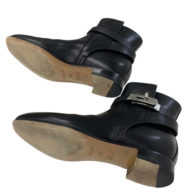 Hermes Neo Boots Short Shoes Leather Black Silver Kelly Hardware — view 6