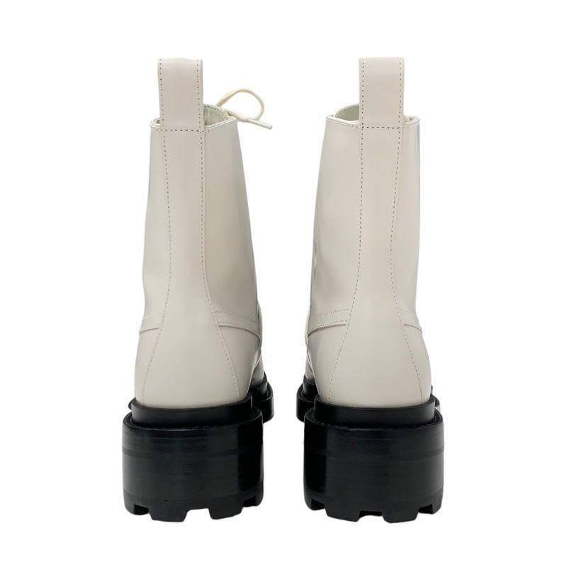 Hermes Funk Boots Short Shoes Leather Ivory Silver Kelly Hardware Lace Up — view 5
