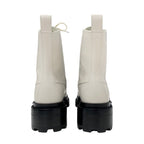 Hermes Funk Boots Short Shoes Leather Ivory Silver Kelly Hardware Lace Up — view 5