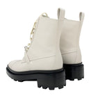 Hermes Funk Boots Short Shoes Leather Ivory Silver Kelly Hardware Lace Up — view 4