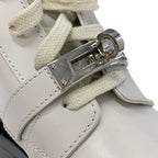 Hermes Funk Boots Short Shoes Leather Ivory Silver Kelly Hardware Lace Up — view 9