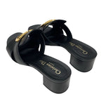 Christian Dior 30 Montaigne Sandals Shoes Leather Black Gold Logo Mules — view 4
