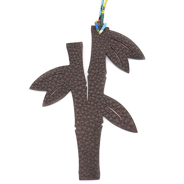 Hermes Bag Charm Petit Ash Bamboo Vaux Epson Togo Red and Brown — view 2