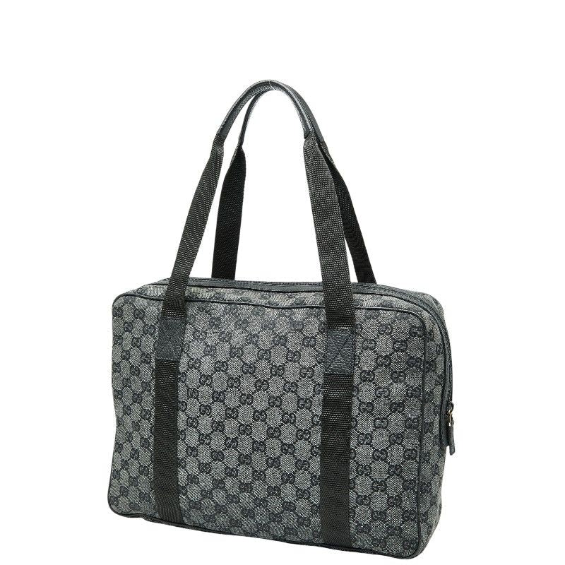 Gucci GG Canvas Business Bag Handbag Grey Black Leather — view 2