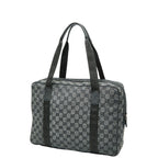 Gucci GG Canvas Business Bag Handbag Grey Black Leather — view 2